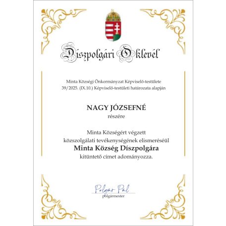 Elismerő oklevél