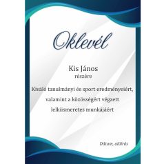 Oklevél A4  Kék