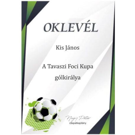 OKLEVÉL A4 FUTBALL 