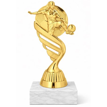 Női focis figura márványon 