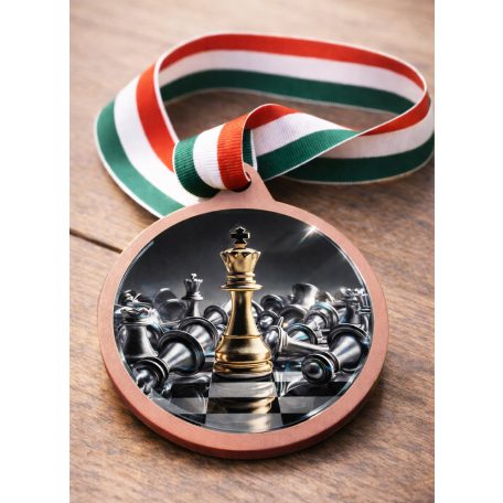 Sakk érem szalaggal - bronz 70 mm