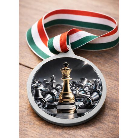 Sakk érem szalaggal - ezüst 70 mm