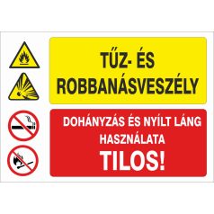   Tűz- és robbanásveszély! Dohányzás és nyílt láng használata tilos! Tábla