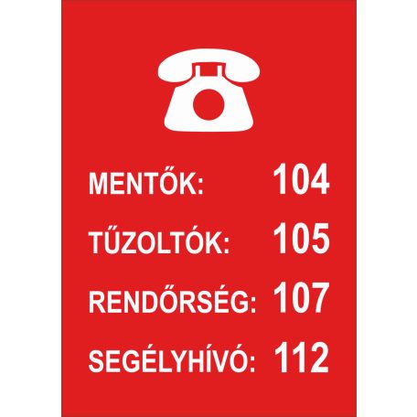 Segélyhívó telefonszámok (piros)