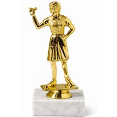 Női dartsos figura márványon - darts díj 12 cm