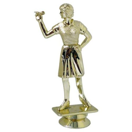 Női dartsos figura márványon - darts díj 12 cm