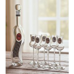   Gravírozható pálinkás pohár készlet 6 db pohárral 1 db pálinkás üveggel