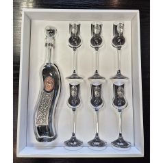   Gravírozható pálinkás pohár készlet 6 db pohárral 1 db pálinkás üveggel