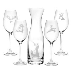   Boros szett 6 db boros pohárral és kiöntővel 360 ml - 1L - gravírozható ajándék 