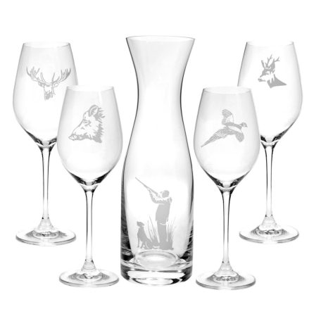 Boros szett 6 db boros pohárral és kiöntővel 360 ml - 1L - gravírozható ajándék 