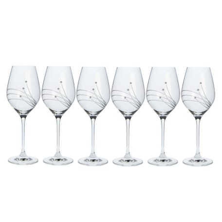 Boros szett 6 pohárral  kristállyal díszítve díszdobozban, 360 ml - gravírozható