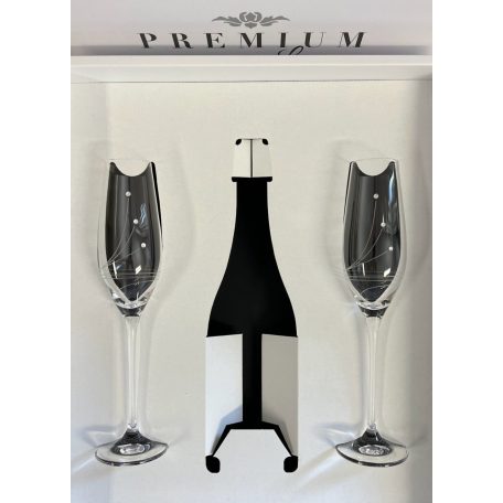 Pezsgős szett 2 db pezsgős pohár + díszoboz üveghellyel - gravírozható