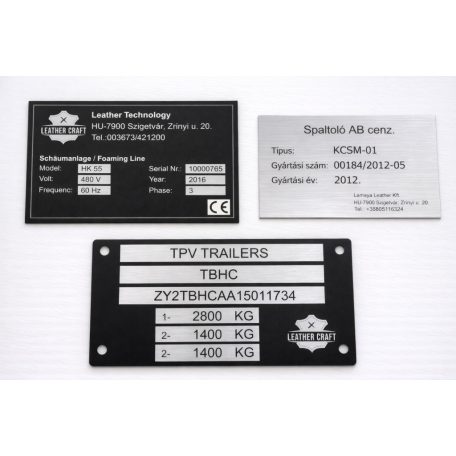 Gravírozott adattábla