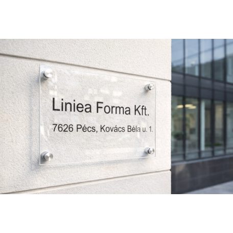 Modern plexi cégtábla távtartóval – UV nyomtatva több méretben