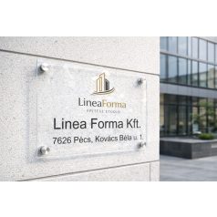   Modern plexi cégtábla távtartóval – UV nyomtatva több méretben