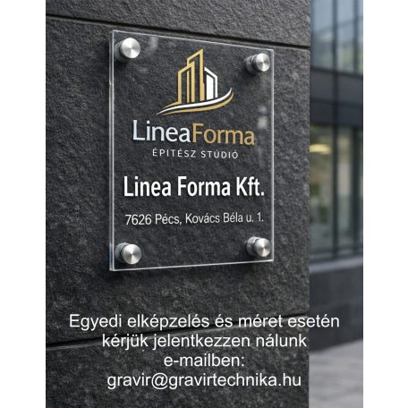 Modern plexi cégtábla távtartóval – UV nyomtatva több méretben