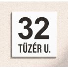 Fehér fém házszámtábla utcanévvel - több méretben