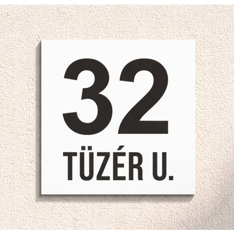 Fehér fém házszámtábla utcanévvel - több méretben