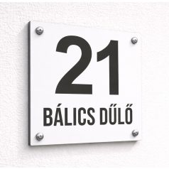 Fehér fém házszámtábla utcanévvel - több méretben