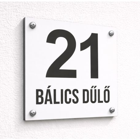 Fehér fém házszámtábla utcanévvel - több méretben