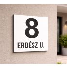 Fehér fém házszámtábla utcanévvel - több méretben