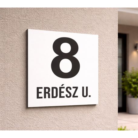 Fehér fém házszámtábla utcanévvel - több méretben