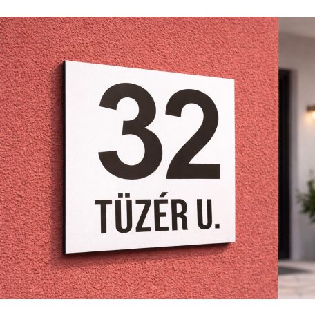 Fehér fém házszámtábla utcanévvel - több méretben