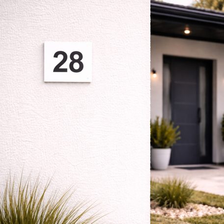 Fehér fém házszám