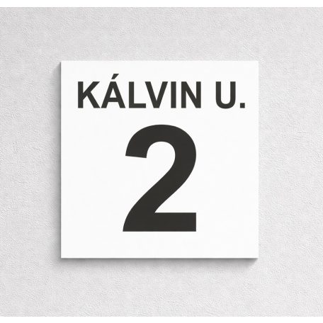 Fehér házszámtábla utcanévvel - több méretben