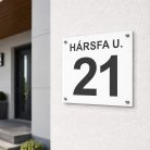 Fehér házszámtábla utcanévvel - több méretben