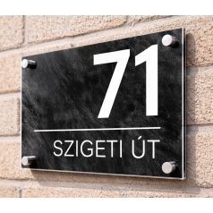 Egyedi plexi házszámtábla távtartóval - több méretben