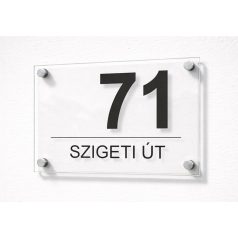   Házszámtábla távtartóval - több méretben, víztiszta átlátszó felülettel