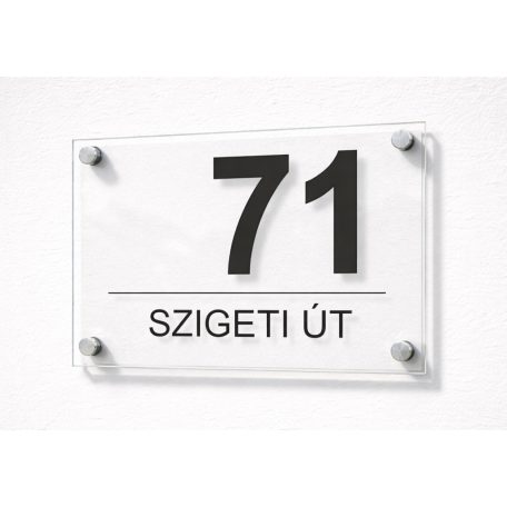 Házszámtábla távtartóval - több méretben, víztiszta átlátszó felülettel