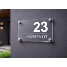 Házszámtábla távtartóval - több méretben, víztiszta átlátszó felülettel