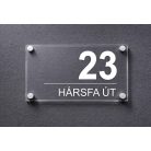 Házszámtábla távtartóval - több méretben, víztiszta átlátszó felülettel