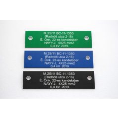   Gravírozott műanyag kábeljelölő tábla 10x3 cm - több színben