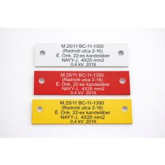   Gravírozott műanyag kábeljelölő tábla 10x3 cm - több színben