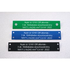   Gravírozott műanyag kábeljelölő tábla 13,1 cm x 2,2 cm - több színben