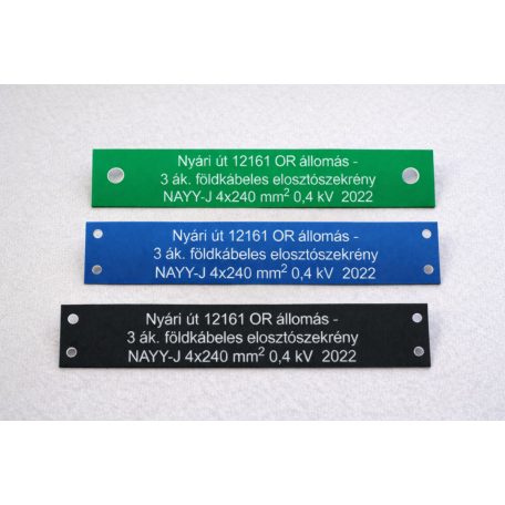 Gravírozott műanyag kábeljelölő tábla 13,1 cm x 2,2 cm - több színben