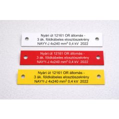   Gravírozott műanyag kábeljelölő tábla 13,1 cm x 2,2 cm - több színben