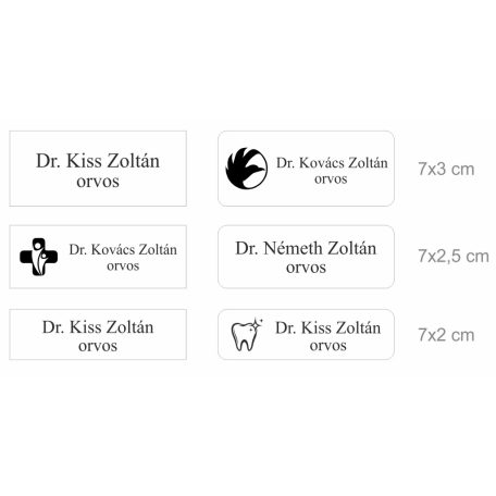 Gravírozott mágneses névkitűző - fehér színű műanyag, fekete betűvel