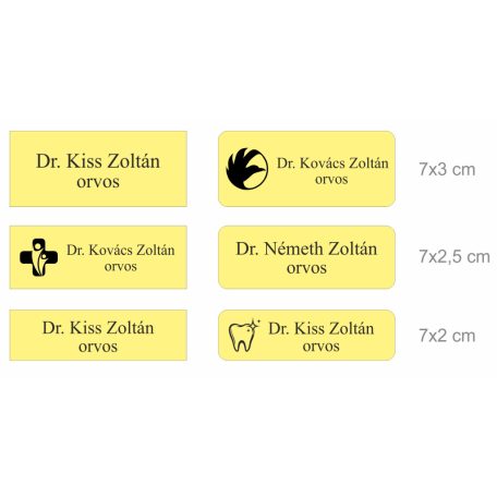Gravírozott mágneses névkitűző - arany színű fémhatású műanyag