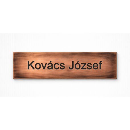 Gravírozott névtábla ajtóra - antikolt vörösréz